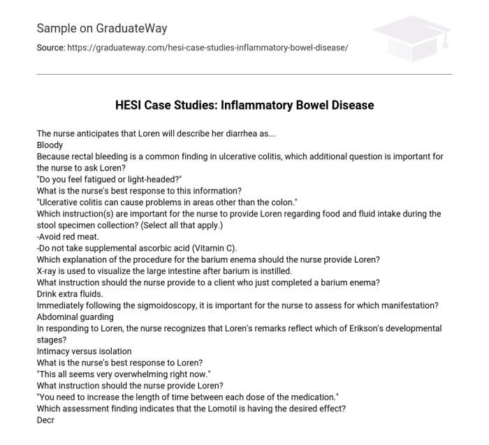 Hesi abdominal assessment case study