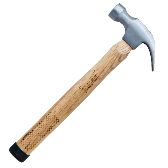 A carpentry hammer with a slightly rounded